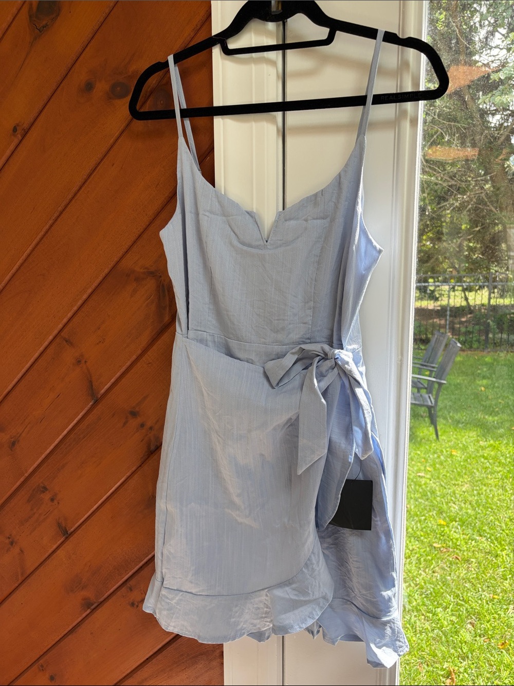 Lulu's Light Blue Tie-Waist Mini Dress